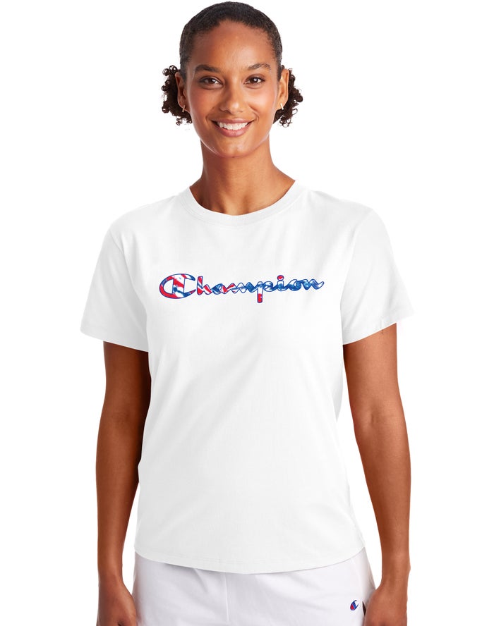 Camiseta Champion Mujer - Classic Script Tie-Dye Logo ( Blancas ) 2758904-VP